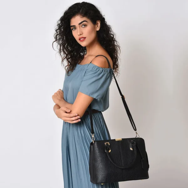 Women\'s Leather Handbag (Black) - Image 3