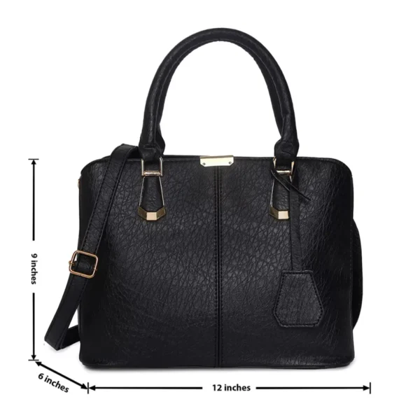 Women\'s Leather Handbag (Black) - Image 5