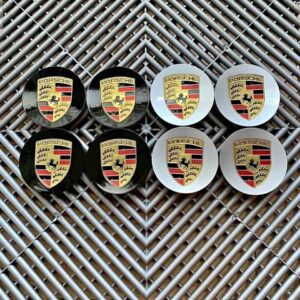 Porsche Center Caps – 76mm (Black or Silver)