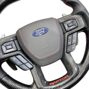 Genuine Ford F-150 Raptor Carbon Fiber Steering Wheel with Paddle Shifters – Black Leather