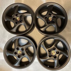18" Porsche Turbo Twist Wheels – Matte Black (Aftermarket, Made in Italy)